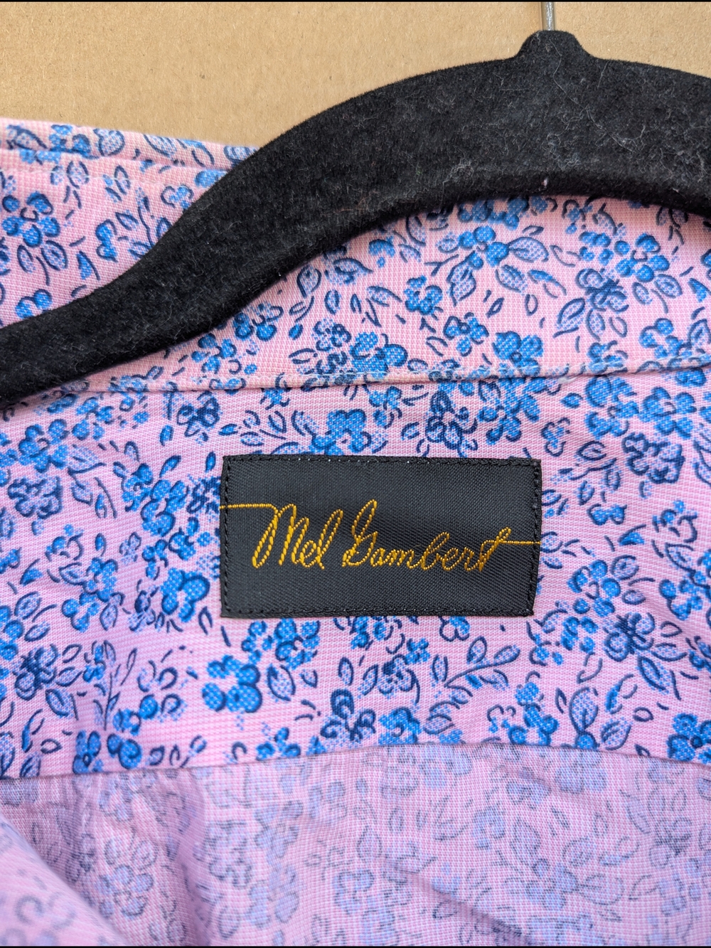 Mel Gambert Custom Pink Blue Floral Dress Shirt Mens Button Down Long Sleeve L - Picture 3 of 10